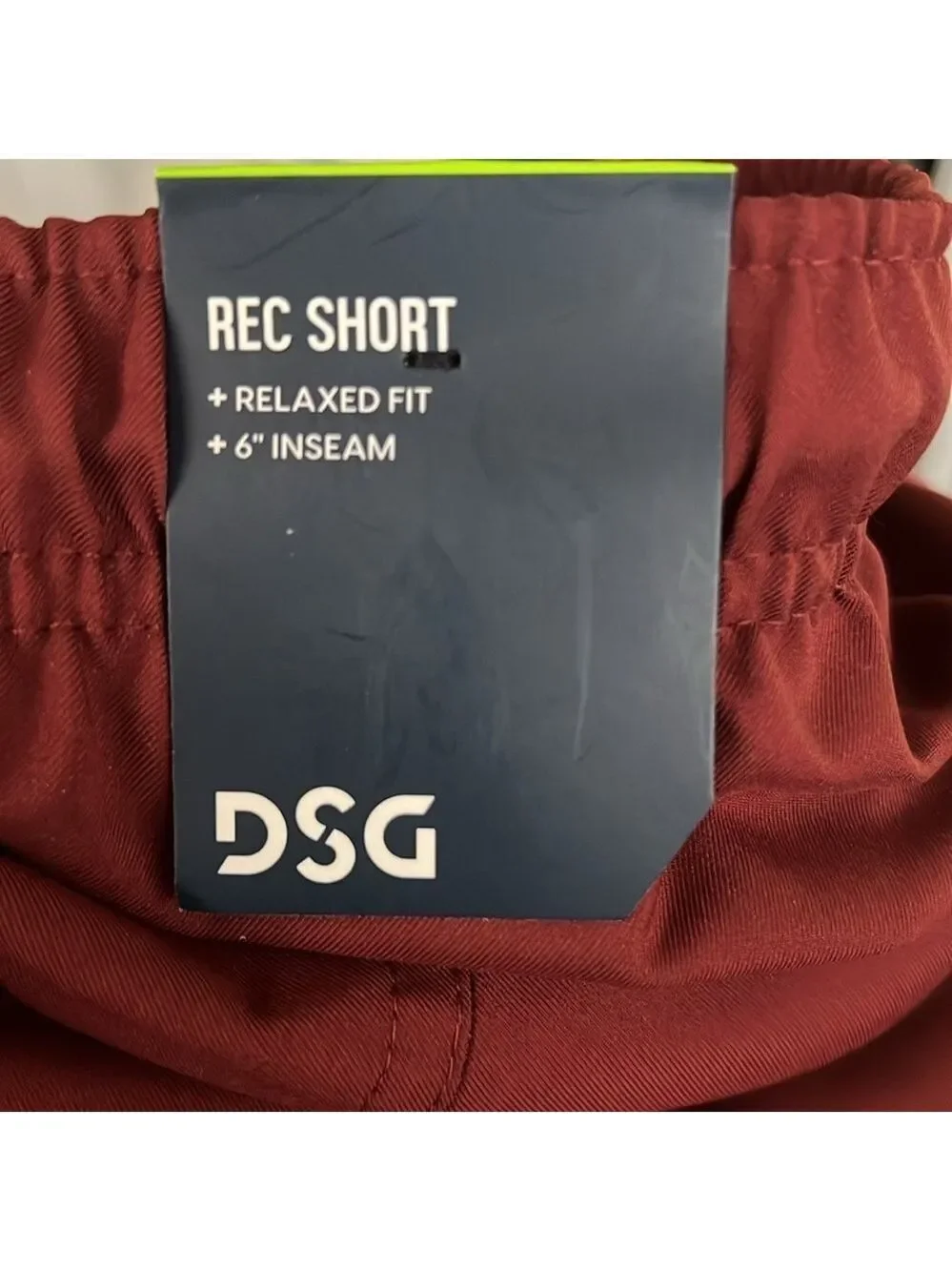 DSG Men’s Recreation Shorts, Size 2XL, Waist 22”, Length 18”, Deep Brick Color